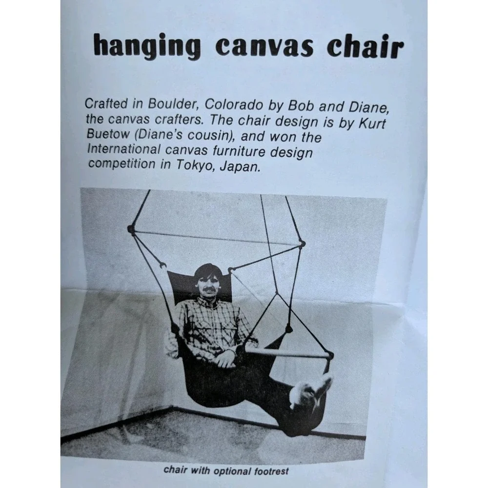 Vtg‎ USA Handmade Hammock Swing Chair Hanging Canvas Porch Seat Boulder Colorado